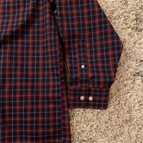 Stafford Red and Blue Checkered Button Down Shirt Size 16.5 - Picture 4 of 8